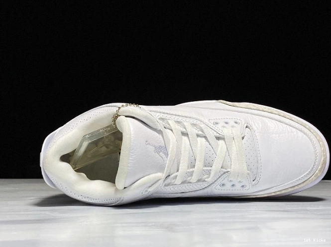 1st Kicks Shoes Jordan Retro White Air 3 Triple 136064-111 0707